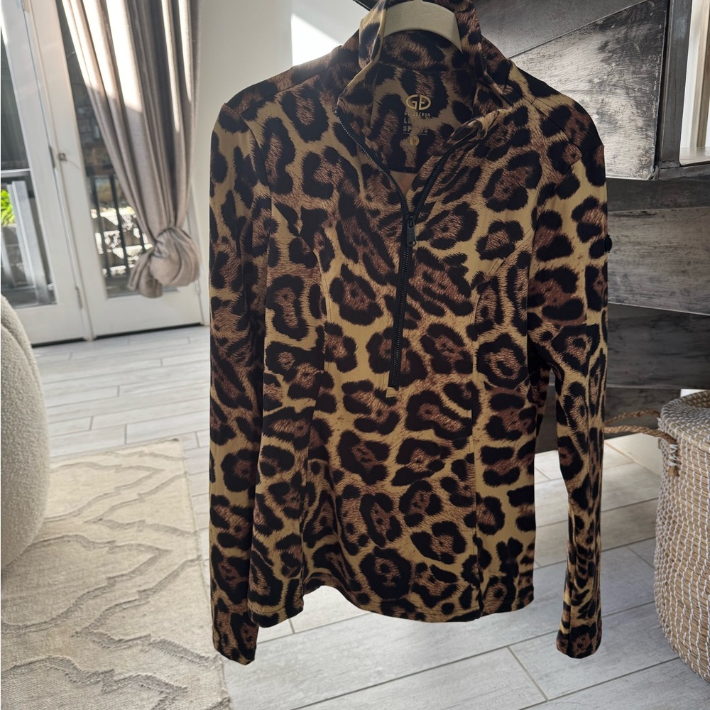 Goldbergh Leona Ski Pulley Leopard Print Zip Pullover medium